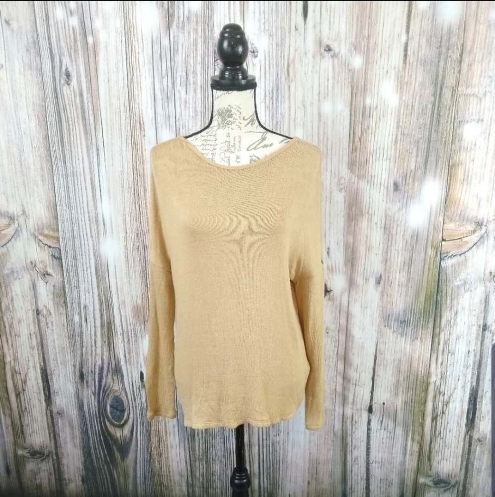 TOPSHOP Tan Soft Knit Keyhole Back Lightweight Top Size 6 NWT - Picture 3 of 8